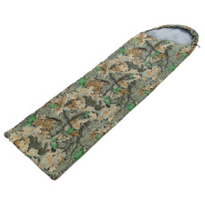 Спальный мешок одеяло с капюшоном Shengyuan SY-064 (PL 190T, подкл. PL, хлопок, 850г, р-р 190+30х75см, t -15 до -5, камуфляж Лес)