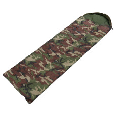 Спальный мешок одеяло с капюшоном SP-Sport SY-7373 (PL, хлопок, 950г, р-р 180+30х70см, t -5 до +15, камуфляж Woodland)