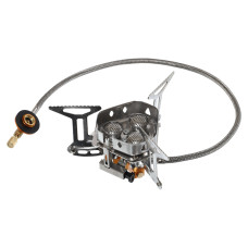 Горелка газовая туристическая с ветрозащитой и со шлангом под баллоны KOVAR TY-005 (металл, р-р 7х7х6см, 12х12х7см)