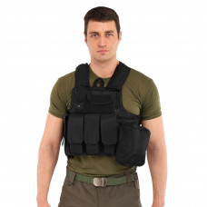 Жилет тактичний розвантажувальний із системою швидкого скидання та шістьма підсумками MOLLE регульований SP-Sport TY-7176 кольори в асортименті