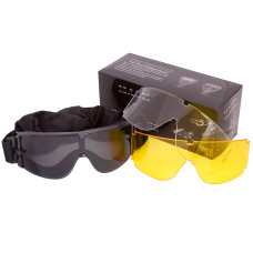 Очки защитные маска со сменными линзами и чехлом тактические мото SILVER KNIGHT TY-X800 (линзы-PC, оправа-TPU, 2 сменные линзы)