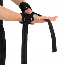 Напульсник спортивний фіксатор для зап'ястя й кисті з лямкою для тяги LIFTING STRAP EZOUS B-02 2шт чорний