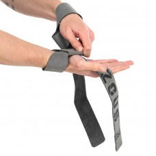 Лямки для тяги (2шт) LEATHER LIFTING STRAP EZOUS B-08 (кожа, р-р 61х4,5см, вес уп. 80гр, серый)