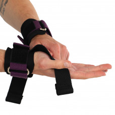 Напульсник спортивний фіксатор для зап'ястя й кисті з лямкою для тяги LIFTING STRAP EZOUS B-10 2шт чорний-фіолетовий