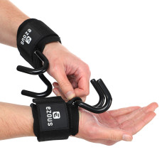 Крюки для подтягивания и тяги на запястья (2шт) LIFTING HOOK EZOUS B-12 (PP, SBR, сталь, р-р 15х24см,вес уп. 400гр, черный)