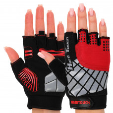 Перчатки для фитнеса и тренировок HARD TOUCH BC-8089 (PVC, PL, открытые пальцы, р-р S-XL, цвета в ассортименте)