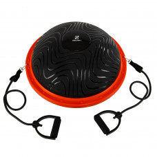 Балансувальна платформа півсфера BOSU з еспандерами Zelart BS-8226 чорний помаранчевий