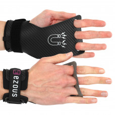 Гімнастичні накладки рукавички для турніка 3 HOLE CARBON HAND GRIPS EZOUS D-15 2шт розмір S-L чорний