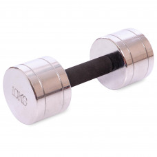 Гантель цельная стальная хромированная 1штука Record DB5202-10 (1x10кг) (1шт, металл хромированный)