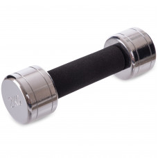 Гантель цільна сталева хромована Record DB5202-2 1шт 2кг хром