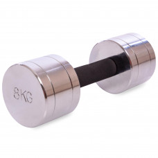 Гантель цельная стальная хромированная 1штука Record DB5202-8 (1x8кг) (1шт, металл хромированный)