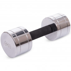 Гантель цельная стальная хромированная 1штука Record DB5202-9 (1x9кг) (1шт, металл хромированный)