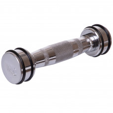 Гантель цельная стальная хромированная 1штука Record DB5204-1 (1x1кг) (1шт, металл хромированный, с резиновыми кольцами)