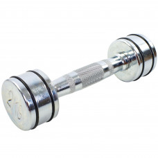 Гантель цельная стальная хромированная 1штука Record DB5204-2 (1x2кг) (1шт, металл хромированный, с резиновыми кольцами)