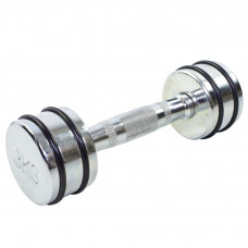 Гантель цельная стальная хромированная 1штука Record DB5204-3 (1x3кг) (1шт, металл хромированный, с резиновыми кольцами)