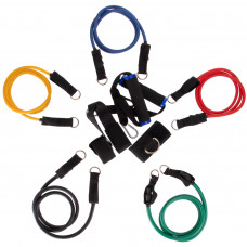 Еспандер багатофункціональний для фітнесу 5 джгутів Resistance Band Zelart ET-510 у чохлі різнокольоровий