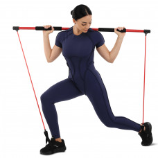 Палка гимнастическая с эспандерами Gym Stick для фитнеса SP-Sport F-931 1,3м чорний-червоний