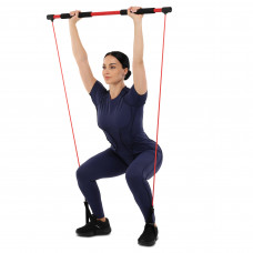 Палка гимнастическая с эспандерами Gym Stick для фитнеса SP-Sport F-932 1м чорний-червоний