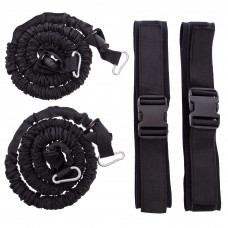 Пояс для вибігання еспандер для відпрацювання швидкості та вибухової сили парний SP-Planeta FB-5583 довжина 1,55 м чорний