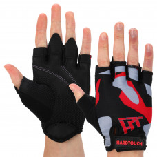 Перчатки для фитнеса и тренировок HARD TOUCH FG-009 (PVC, PL, открытые пальцы, р-р XS-L, черный-розовый)
