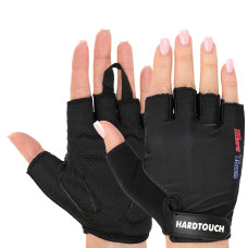 Перчатки для фитнеса и тренировок HARD TOUCH FG-010 (PVC, PL, открытые пальцы, р-р XS-L, черный)