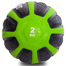 Медбол мяч медицинский Medicine Ball Zelart FI-0898-2 2кг (резина, d-19см, черный-зеленый)