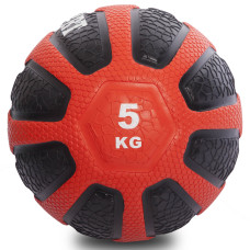 Медбол мяч медицинский Medicine Ball Zelart FI-0898-5 5кг (резина, d-23см, черный-красный)