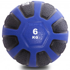 Медбол мяч медицинский Medicine Ball Zelart FI-0898-6 6кг (резина, d-28,6см, черный-синий)