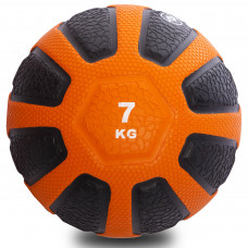 Медбол мяч медицинский Medicine Ball Zelart FI-0898-7 7кг (резина, d-28,6см, черный-оранжевый)