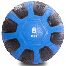 Медбол мяч медицинский Medicine Ball Zelart FI-0898-8 8кг (резина, d-28,6см, черный-голубой)