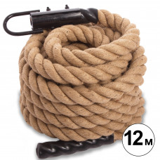 Канат для лазіння із сизалю з кріпленням COMBAT BATTLE ROPE Zelart FI-0910-12 12м коричневий