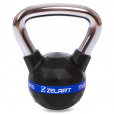 Гиря тренувальна цільна з поліуретановим покриттям і хромованою ручкою Zelart FI-1973-8 вага 8кг чорний
