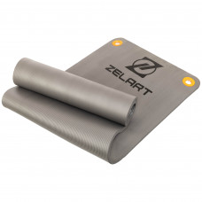 Килимок для фітнесу та спорту з люверсами для зберігання Zelart FI-2575 (MD9004-15) 180x61x1,5см сірий