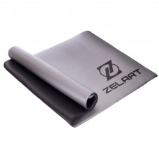 Килимок для фітнесу та спорту з люверсами для зберігання Zelart FI-2580 120x60x0,8см сірий-чорний