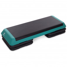 Степ-платформа для фитнеса и аэробики 3 уровня высоты Zelart FI-2586 (MD1703A) (PP, размер 109Lx40Wx10-20Hсм, макс.вес польз. 250кг, черный-зеленый)