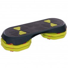 Степ-платформа для фітнесу та аеробіки 3 рівня висоти MDBuddy FI-2587 (MD1712) 108x42x10-20см чорний-зелений