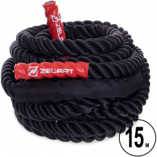 Канат для кросфіту Combat Battle Rope Zelart FI-2597-15 15м чорний