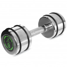 Гантель цельная стальная хромированная 1штука Zelart FI-2622-9 (1x9кг) (MD2311-9) (1шт, металл хромированный, с резиновыми кольцами)