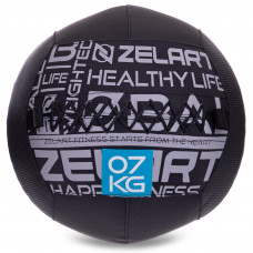 Мяч набивной медицинский для кроссфита WALL BALL Zelart FI-2637-7 7кг (MD1293-7) (PVC, PP, резина, d-35см, черный)