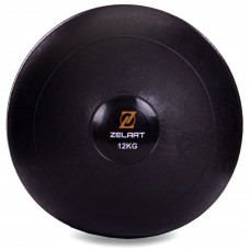 Слэмбол мяч набивной для кроссфита и фитнеса Slam Ball Zelart FI-2672-12 12кг (MD1241-12) (PVC, d-29,3см, черный)