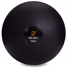 Слэмбол мяч набивной для кроссфита и фитнеса Slam Ball Zelart FI-2672-25 25кг (MD1241-25) (PVC, d-29,8см, черный)