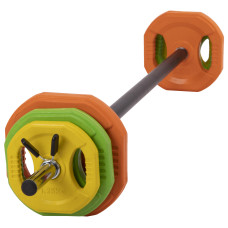 Штанга розбірна для фітнесу та аеробіки фітнес памп Zelart FI-4247 довжина-1,3м 25мм 20кг жовтий-зелений-помаранчевий