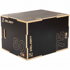 Бокс пліометричний тумба для кросфіту Пліобокс Wood Plyo box Zelart FI-4884-2 1шт 75см чорний