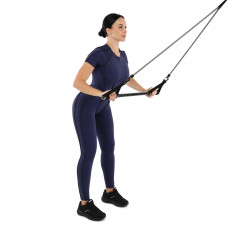 Палка гімнастична з еспандерами та кріпленням на двері DOOR GYM SET PRO-SUPRA FI-501A l-74-125см чорний-сірий