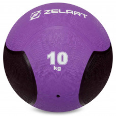 Медбол мяч медицинский Medicine Ball Zelart FI-5121-10 10кг (резина, d-28,5см, фиолетовый-черный)