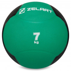 Медбол мяч медицинский Medicine Ball Zelart FI-5121-7 7кг (резина, d-28,5см, зеленый-черный)
