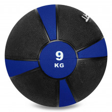 Медбол мяч медицинский Medicine Ball Zelart FI-5122-9 9кг (резина, d-28,5см, серый-синий)