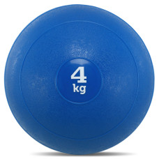 Слэмбол мяч набивной для кроссфита и фитнеса Slam Ball Record FI-5165-4 4кг (резина, минеральный наполнитель, d-23см, синий)
