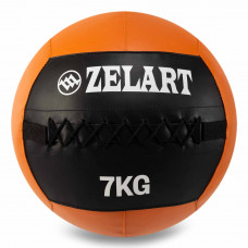 М'яч набивний медичний для кросфіту WALL BALL Zelart FI-5168-7 7кг чорний-помаранчевий