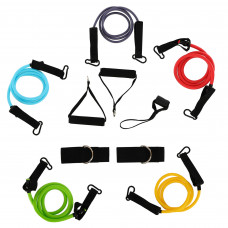 Еспандер багатофункціональний для фітнесу 5 жгутів Resistance Band Zelart FI-5449 в чохлі різнокольоровий